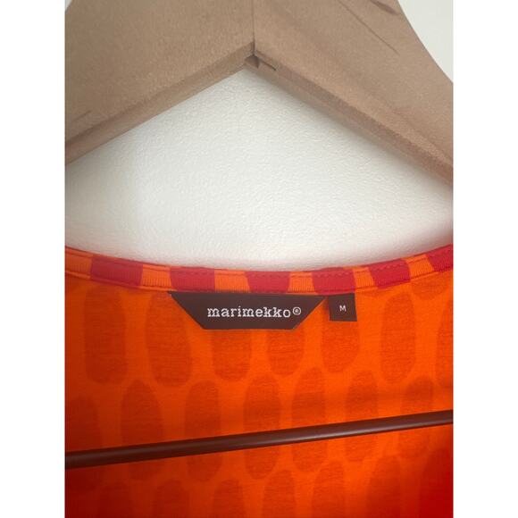 Marimekko Kerstin 2 Printed Jersey Knit Midi Dress in Orange/Red - M - Picture 2 of 7